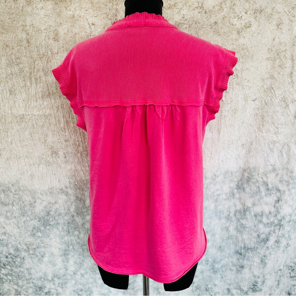 Fate pink raw edge ruffled top - Picture 5 of 7